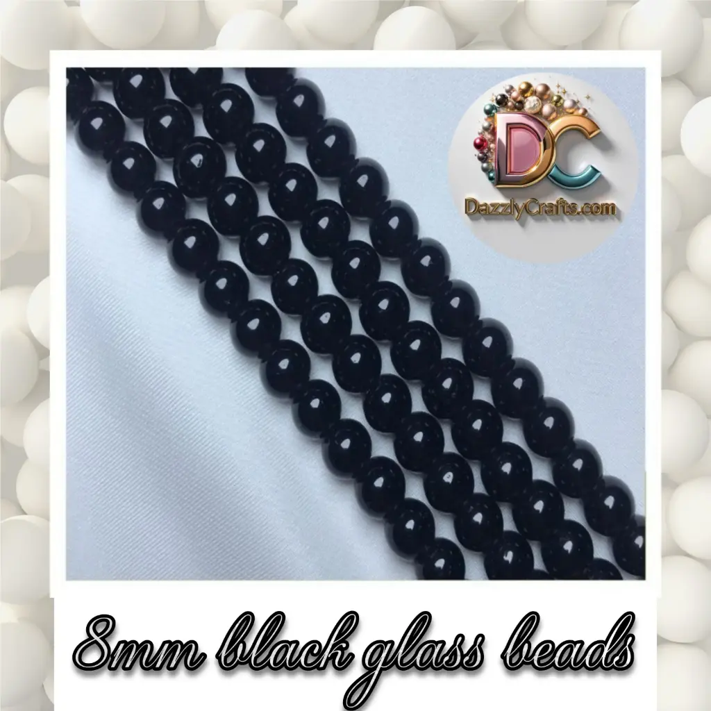 8mm Black Glass beads